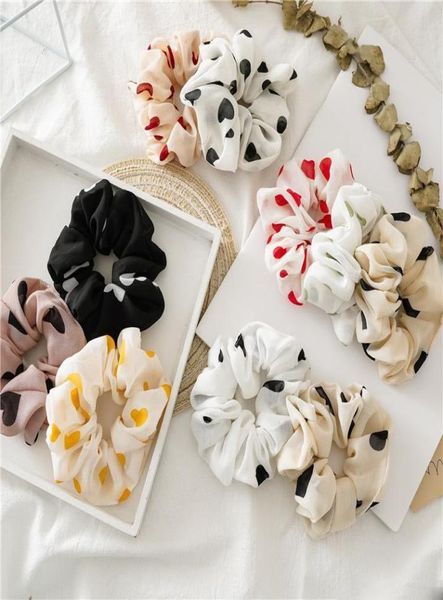 50pcs Frauen elastische Haarbänder Lady Girl Hair knackig weiches Haarband Pfirsich Herz großer Darm Ring Sport Tanz Scrunchie2773852