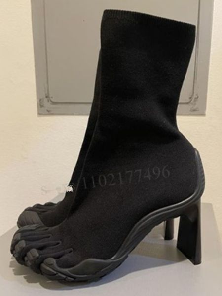 Stiefel Frauen fünf Finger Socken Stiefel Splittoe Pullon Lederstiefel Zehen Hailled Black Pink White Luxury Design Runway Schuhe 231009
