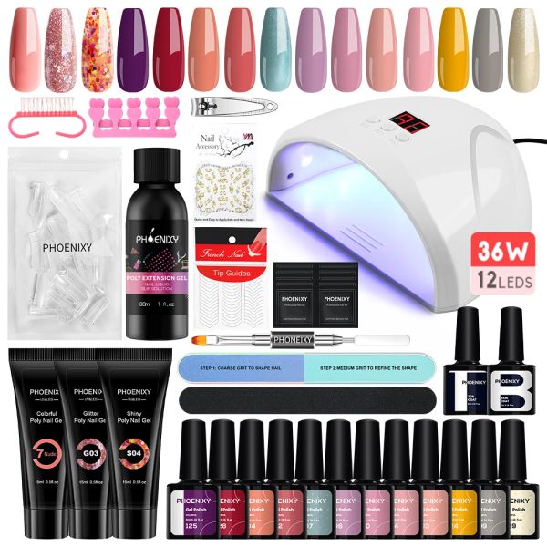 Kit di gel per chiodo poli con connettori con smalto per ghiolo a gel lampada a led da 36 w kit per gel estension per estensione set manicure strumenti di art manicure kit