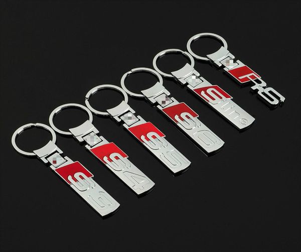 Высококачественная мода с двусторонним Audi S3 S4 Sline RS Car Logo Car Car Metal Key Cring Подвеска QC675694014