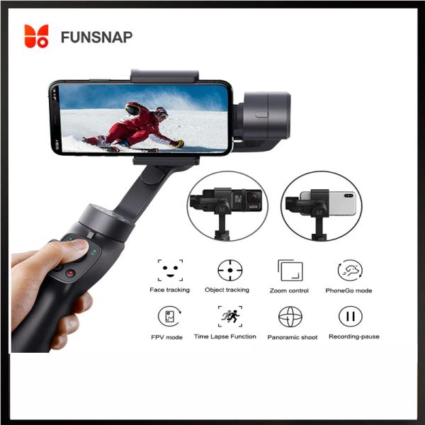 Gimbal Funsnap Handheld Gimbal Stabilizatör Track Focus Pull 3axis için Zoom Kablosuz Bluetooth İzleme Aksiyon Kamerası Gimbal akıllı telefon