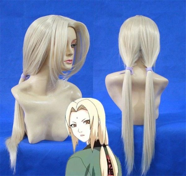 Anime Naruto Senju Tsunade Long Side Bangs Light Loira Cosplay Hair Wig Tu6668150
