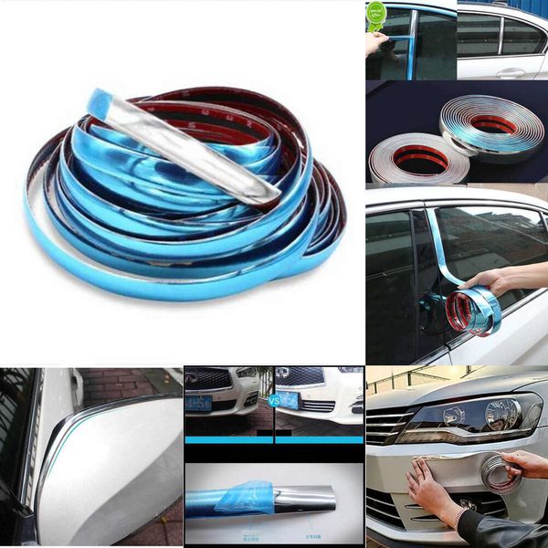 Yeni 3 Metre Otomatik Krom Dekoratif Şeritler Pullar Stil Sticker Pencere Trim Araba Dış Sier Dekorasyon