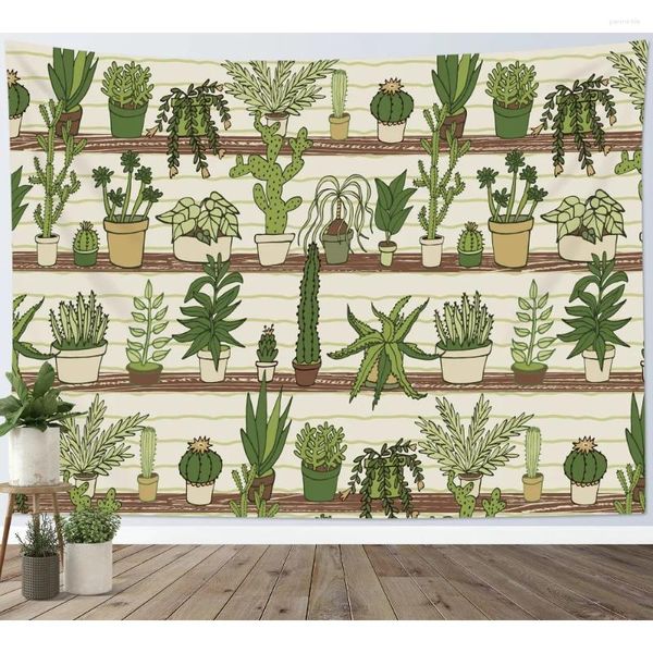 Wandteppiche Kaktus Wandteppich tropische Wüste Sukkulente Pflanzen Wand hängende Aquarellbotanische für Schlafzimmer Wohnzimmer Schlafsaal Dekor