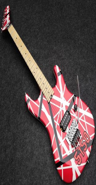 Модернизированная Kra Edward van Halen 5150 White Stripe Red Electric Guitar Real Floyd Rose Специальное мост Tremolo Brocking Nut Whammy BA5340874