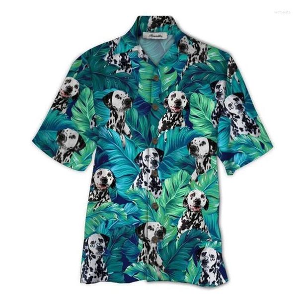 Camicie casual maschile flamingo dog graphic for uomo abbigliamento 3d stampato hawaiano spiaggia corta manica y2k top vestiti vintage camicetta.