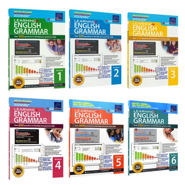 Blackboard Singapore Grammar Spa 6 Volumes de materiais de aprendizado de inglês para crianças com idade 312 Livros de operação Cadernos de exercícios Livro