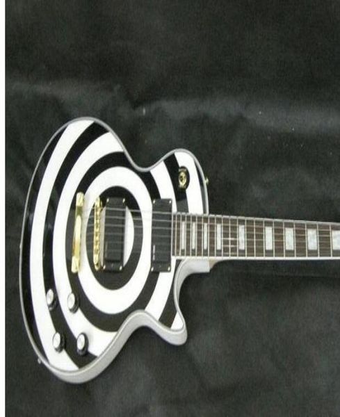 Presentes zakk wylde guitarra elétrica branca e preta hardware dourado3805373