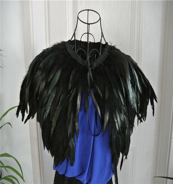 4 Ply Black Feather Collar Achselbse Cape Feder Schal Feder Achselzucken Cape Feder Schulterfeder Jacke1661476