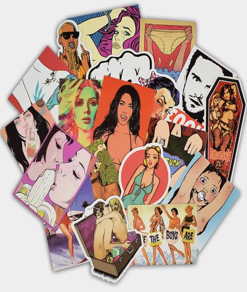 52pcspack rude nsfw conectar adesivos sexy pinup carros skateboard de motocicleta laptop decalques de parede para laptop pack2068643