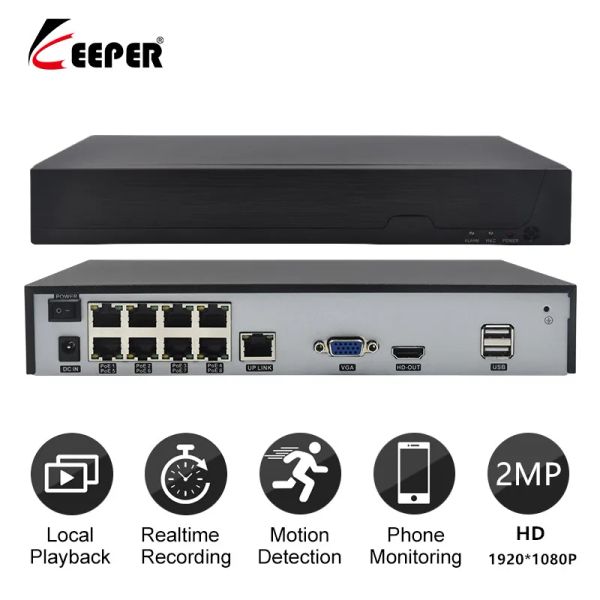 System Keeper H.265 8Ch NVR POE 1080p Überwachung CCTV NVR 48V POE für H.265 IP -Kamera P2P Onvif -Netzwerk -Video -Rekorder