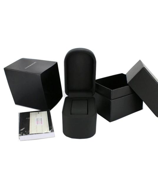 Scatole di lusso in pelle nera AR Luxury Boxes di buona qualità Famosa marca di moda Orologio originale con Cetifacate Book Card8322766