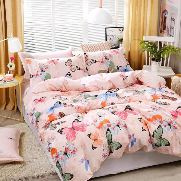 Bedding Sets Butterfly Pattern Kids Bed Set Set de desenho animado Duvet para crianças adultas colcha travesseiros Decoração de casa de edredom