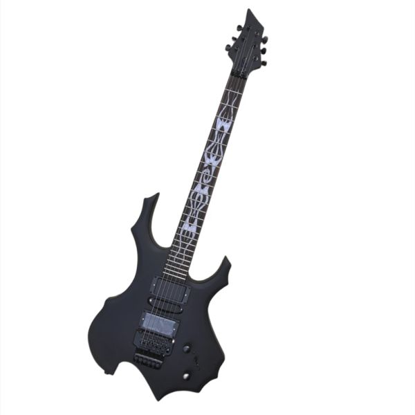 Guitar Factory Custom Matte Black Flame forma guitarra com ponte Tremolo, ofereça personalizar