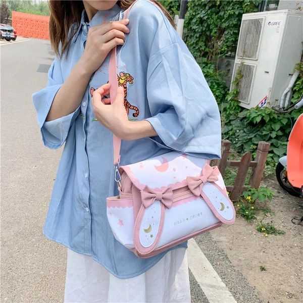 Umhängetaschen süße kleine frische Mädchen Schultasche Korean Toting Shopper weicher süßer Bow Crossbody Messenger klein