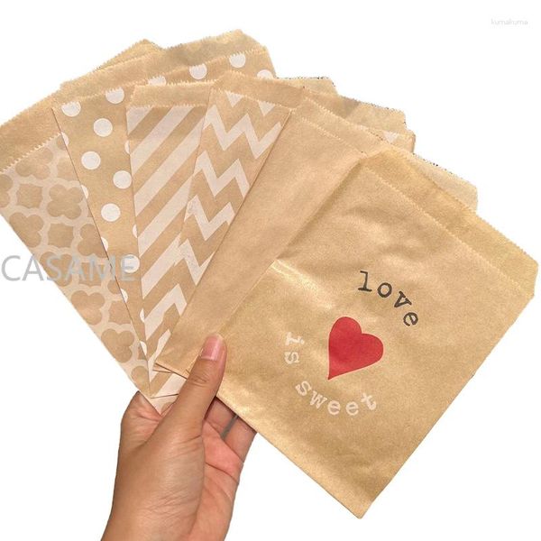 Embalagem de presentes 100 pcs sacos de papel de árvore de natal kraft artesanato pacote de decoração diy