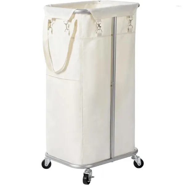 Wäschetaschen Wowlive 100L Rolling Hamper Räder großer Korb Organizer Cart Stahlrahmen und abnehmbare Tasche