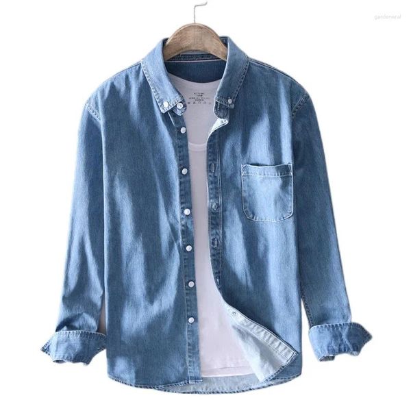 Herren Hoodies Denim Frühlingshemd Langarmed Slim Korean Version Der Trend der Kleiderjacke von All-Match Outer Wear Flee