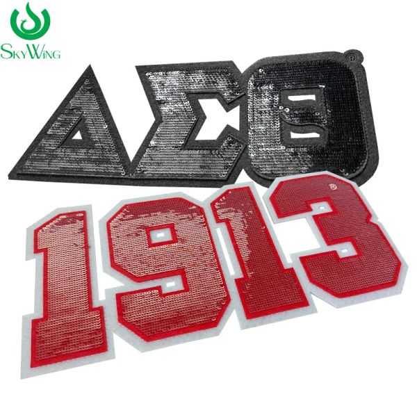 Accessori personalizzato robusto rosso dst 1913 Numero Delta Sigma theta sorority doppio in feltro reversibile patch di ferro per la giacca per giacca