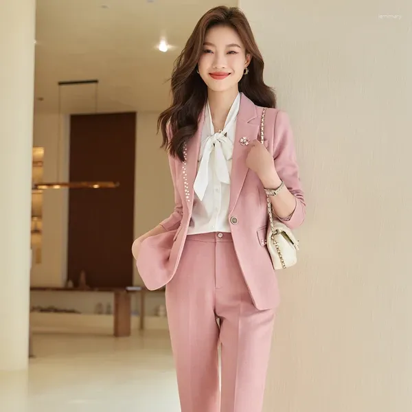 Pantaloni da donna a due pezzi Fried Street Adult Lady Like Woman Suit Spring e Autunno in stile coreano Temperamento professionale Stil