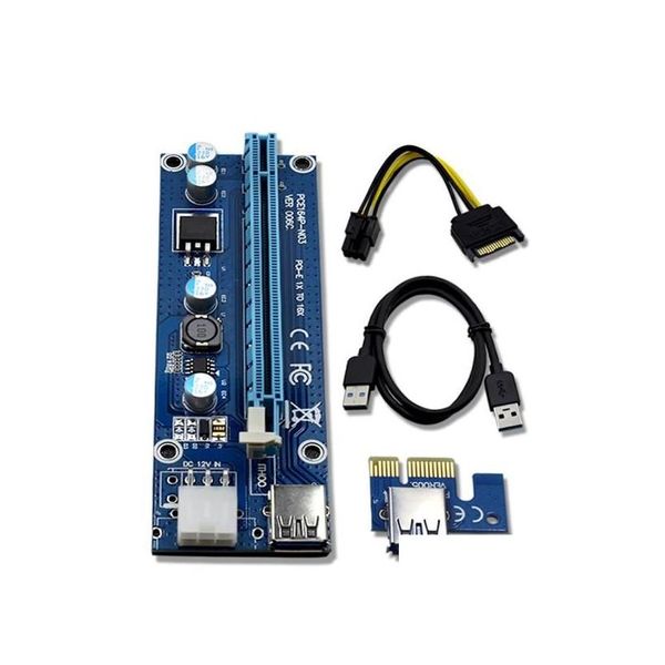 Bilgisayar Arabirim Kartları Denetleyicileri Yükselti Ver 006c PCIE 6pin 16x LED Express kart SATA gücü ve 60cm USB kalitesi OT5DE ile BTC Madenciliği için