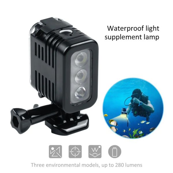 Камеры Hongdak 45 метров водонепроницаемые видео -светодиодные светодиодные лампы для GoPro Go Pro