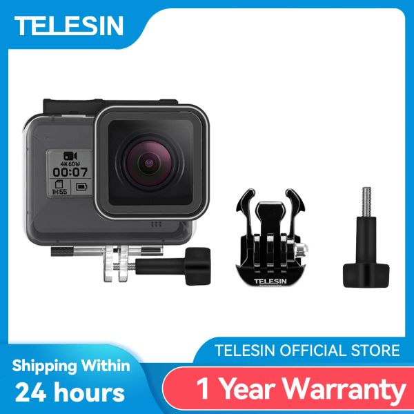 Telecamere Telesin 40m Custodia per alloggiamento sottomarino Coperchio impermeabile per GoPro Hero 8 Accessori per la fotocamera trasparente trasparente