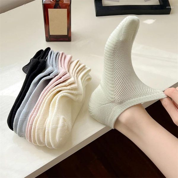 Frauen Socken Frauen kurze feste Farbe Basic Casos atmredeable Mesh Socken Pantoffeln aufnehmen Schweiß Baumwolle Terry Knöchel Mädchen unsichtbar