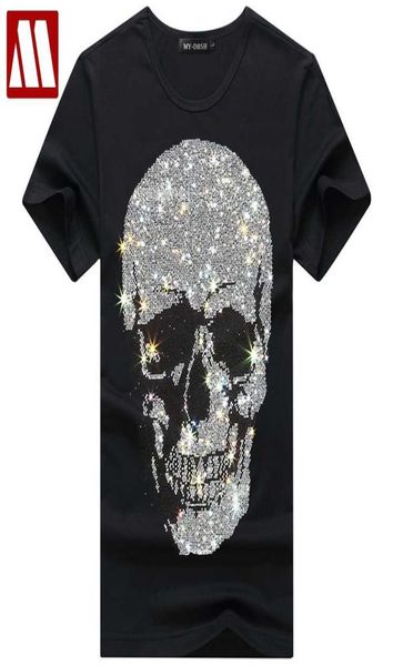 Rhines taglie forti per cranio magliette da uomo abiti estivi maniche corta uomo streetwear o collo maglietta magro calaveras camiseta x07124319262