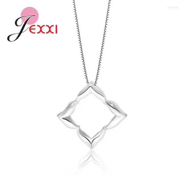 Colares de pingentes 925 Colar geométrico de prata esterlina para mulheres Link Link Chain Noivage Jewelry Gift Fine