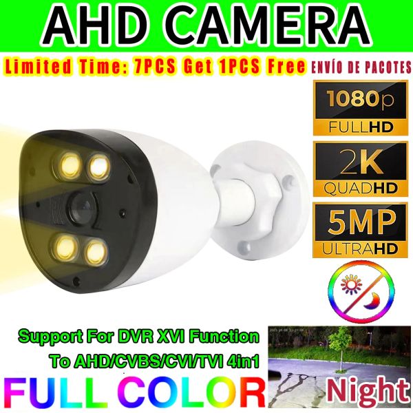Câmeras 24h Visão noturna colorida CCTV AHD Câmera 5MP 4,0MP 1080p Array luminoso LED HD Digital para iluminação de rua ao ar livre à prova d'água