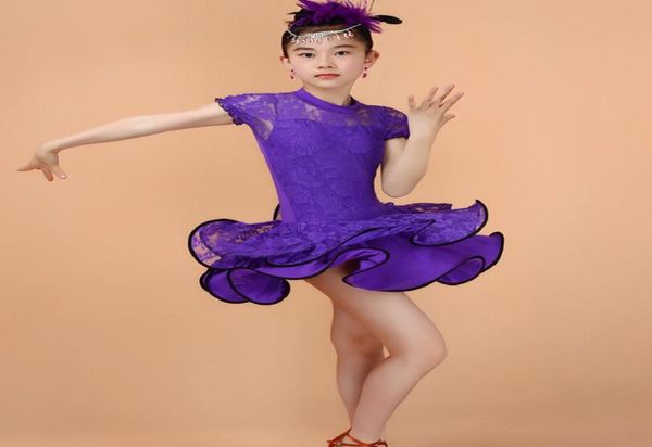 Abbigliamento da palcoscenico Girl Gatsby Flapper Dress Tangocha Cha Dresses costumi di danza latina per bambini Black Ballroom Beyonce Leotard Lace Sals5496759