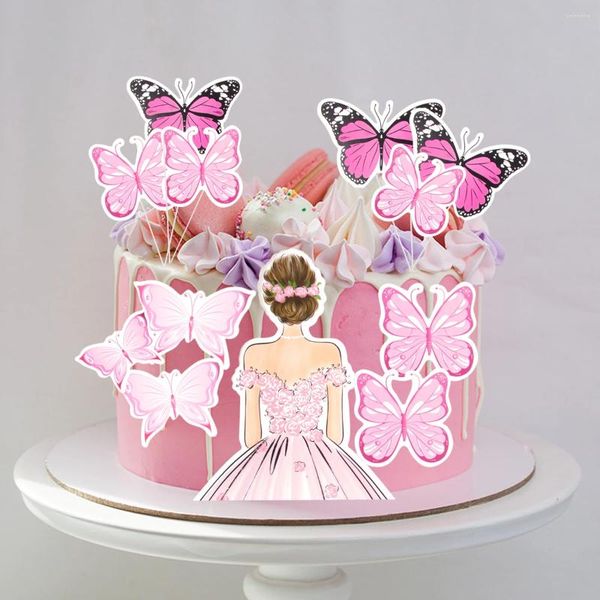 Forniture per feste ragazze torta di compleanno Topper farfalla decorazione a tema matrimonio da donna dessert