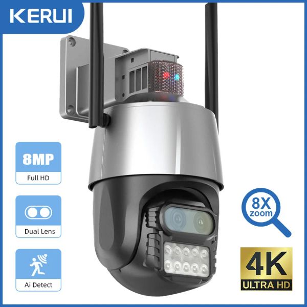 Lens 8MP / 4MP WiFi Kamera Duallens Video Gözetim IP Kamera 8x Dijital Zoom Renk Gece Görüşü Outdoor 4K Güvenlik CCTV Kamera