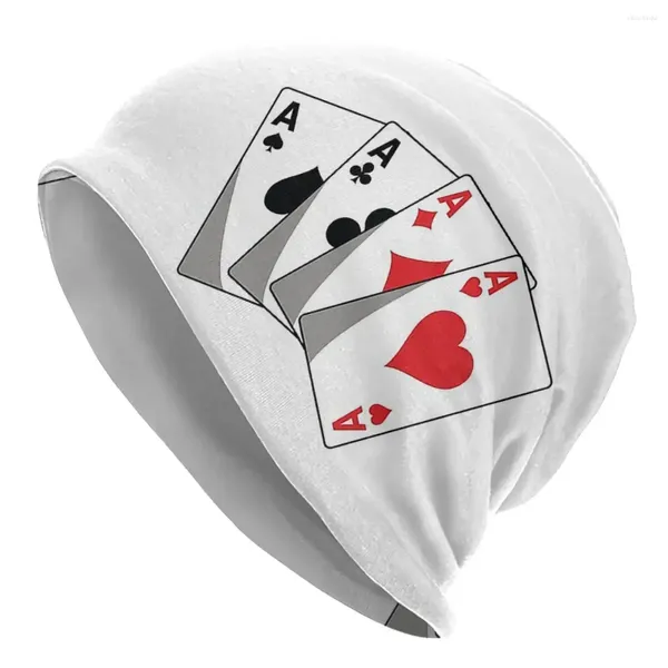 Beralar Poker Dört Takım Sıcak Örgü Kapak Hip Hop Bonnet Şapkası Sonbahar Kış Dış Mekan Beanies Şapkalar Unisex Yetişkin