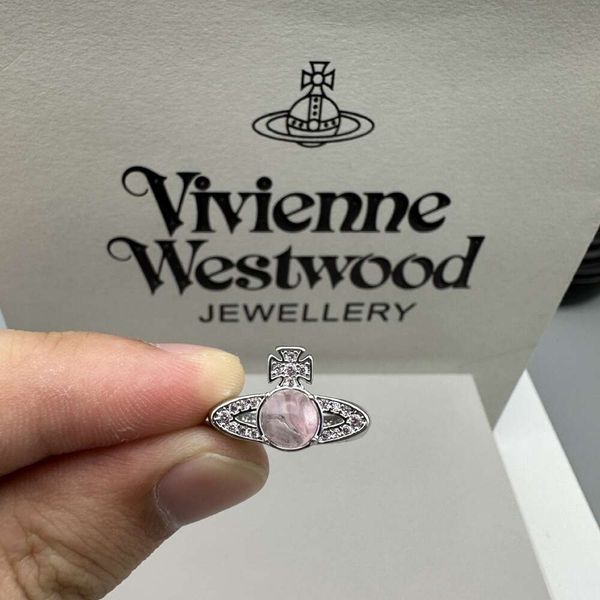 Designer Viviane Westwood Jewelry Empress Dowager XIS Perle di vetro rotabile di saturno di alta qualità con anello zircone micro -set piccolo e elegante Rin