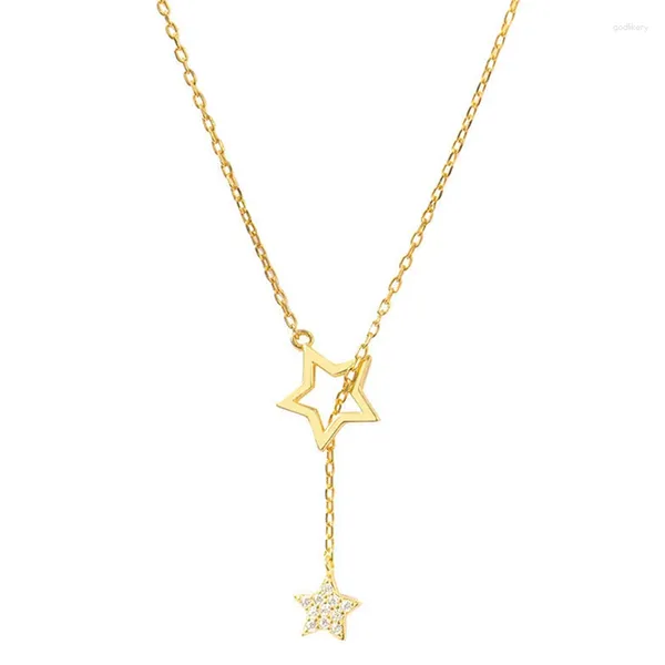 Catene stelle zircone collana in lega collana cavata elegante catena clavicola semplice temperamento nappeap argento gioielli color argento per donne regalo