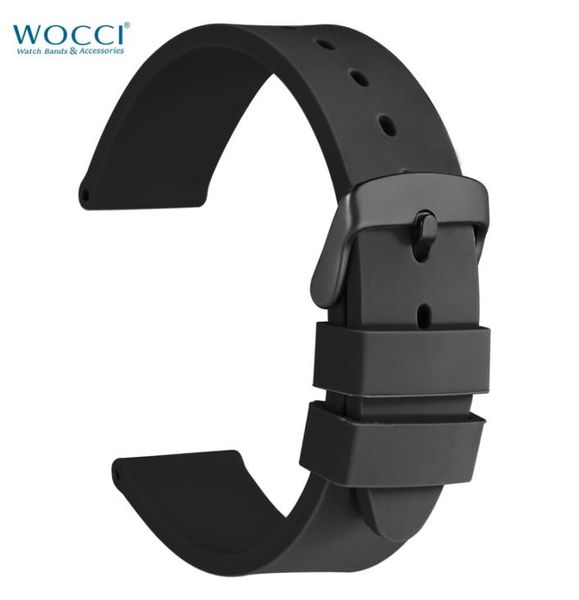 WOCCI Silicone Watch Band Smart Gurt Black Gummi Ersatzbänder 18mm 20 mm 22 mm 24 mm mit schwarzer Schnalle7635468