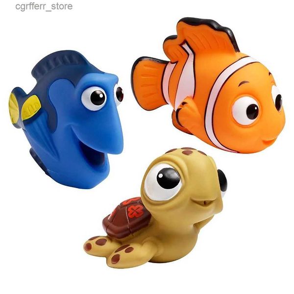 Brinquedos de banho de bebê 3pcs Conjunto encontrando o banho de bebê Bath Squirt Toys Kids jogam água de cola macia nimo palhaço de peixe brinquedos L48