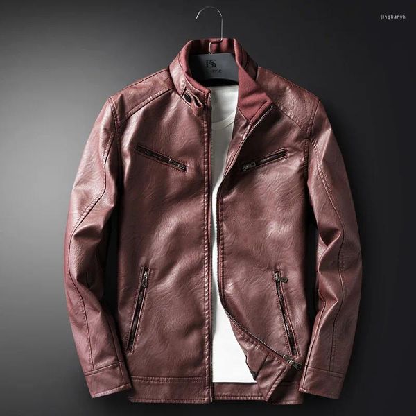 Jackets masculinos Autumn Winter Warm Motorcycle Jacket Wear Pu Leather Classic Retro da moda casual slim