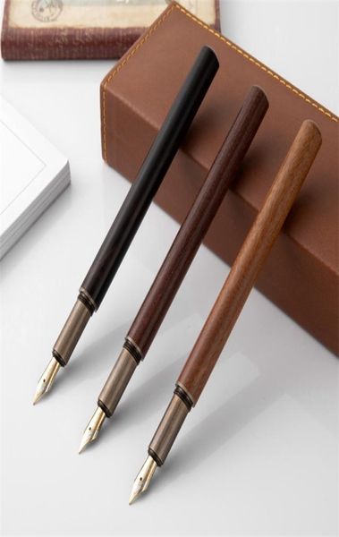 Penna stilografica in bronzo di sandalo retrò 05mm Luxurry in legno Business Writing Art Calligraphy Pens Regali di cancelleria 2207146995956