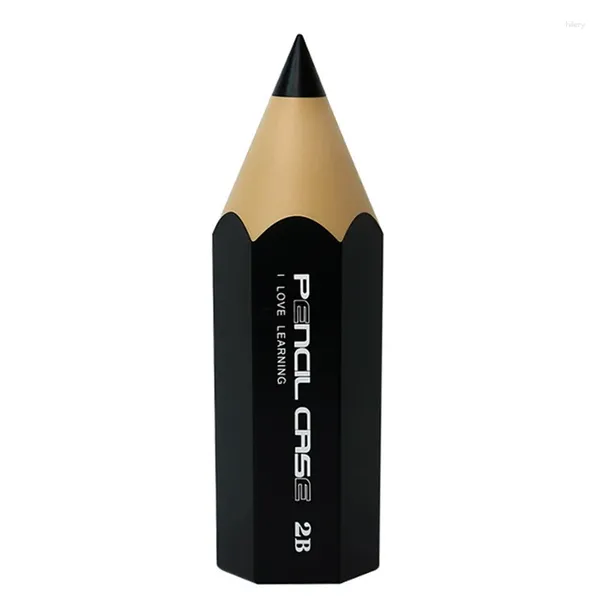 Aufbewahrungsboxen Bleistiftförmige Stifthalter Make -up -Bürsten für Schreibtischstaubdesache Desktop Organizer Hülle Schwarz schwarz