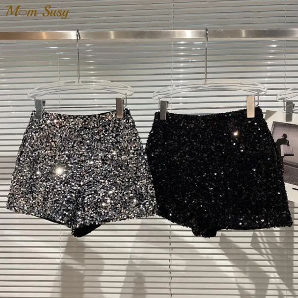 Moda bebek kız bling pullu şortlu toddler gençler çocuk parlak kısa pantolon çocuk pantolon parti kulüp bebek kıyafetleri 1-14y 240328