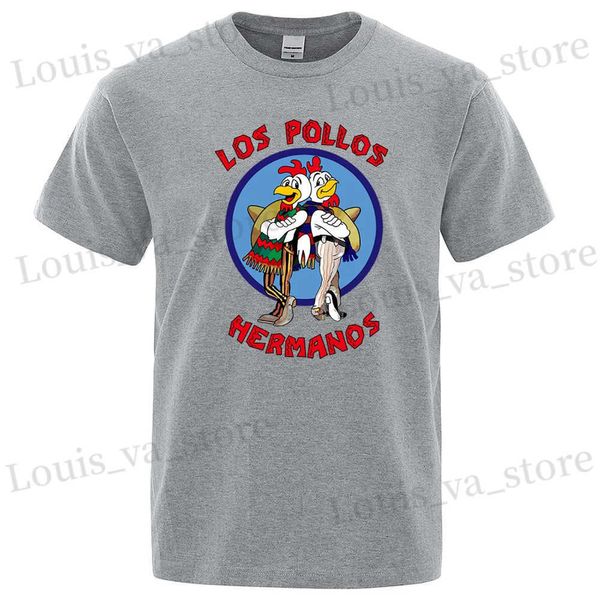 Erkek Tişörtleri Los Pollos Hermanos Komik Baskı T-Shirt Erkekler Moda Günlük Kısa Slves Yaz Pamuk Nefes Bitebilir Tshirt Tavuk Kardeşler T T240408