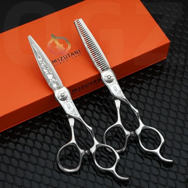 Mizutani Mão esquerda Sissors Profissional Barbeiro Profissional Scissors Barbershop Corte Ferramentas de corte 440c Conjunto de aço de 606568 polegadas 240325