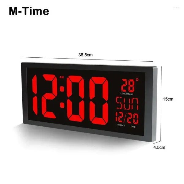 Relógios de parede grande número de relógio LED Exibir semana eletrônica decorar tempo memória presente em casa digital