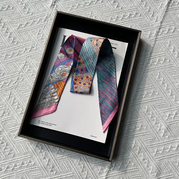 Высококачественный бархатный модный корейский стиль 100% шелк для шарфы для волос весна и летняя двойная двойная тонкая длинная лента оптовая галстук подарок