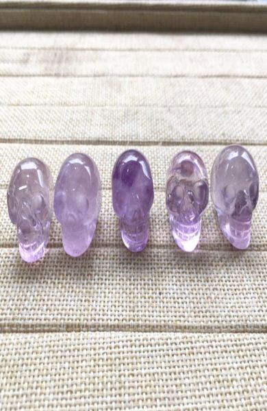 Cranio cristallino di quarzo ametista naturale di alta qualità Reiki GEMSTONE GEMSTONE Crystal intagliato a mano per decorazione 1 pollice2984244