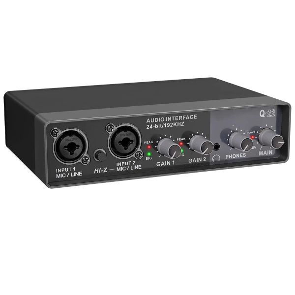 Radio Q22 Q12 Q24 Audio Interface Scheda audio con monitor Mixer Audio Electric Guitar Guitar Studio Registrazione Microfono 48 V Potenza fantasma