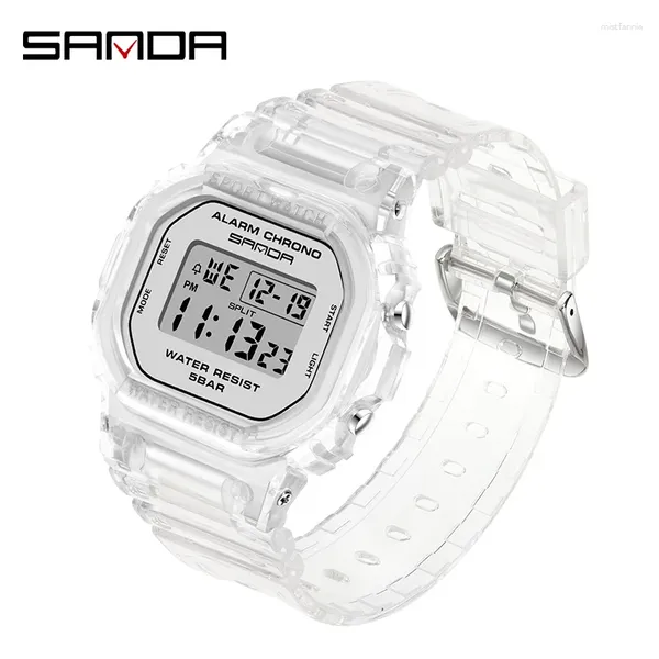 Нарученные часы Sanda Fashion Sport Watch Wome Women Transparent Strap Led Digital Clock Ladies Electronic Relogio Feminino 2009